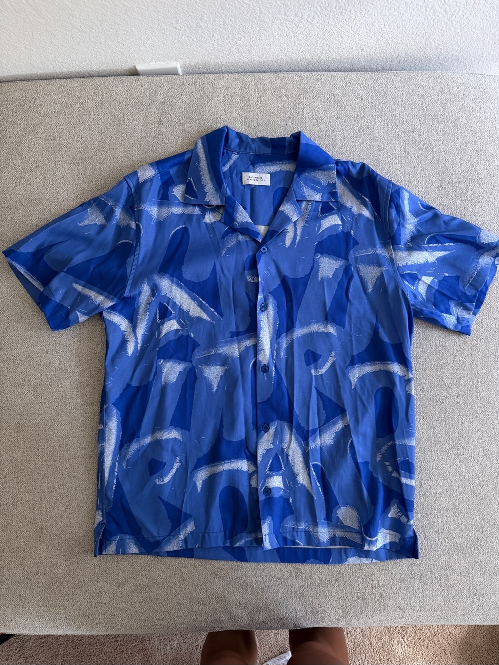 Men's Saturday NYC Blue Abstract Print Short-Sleeve Shirt